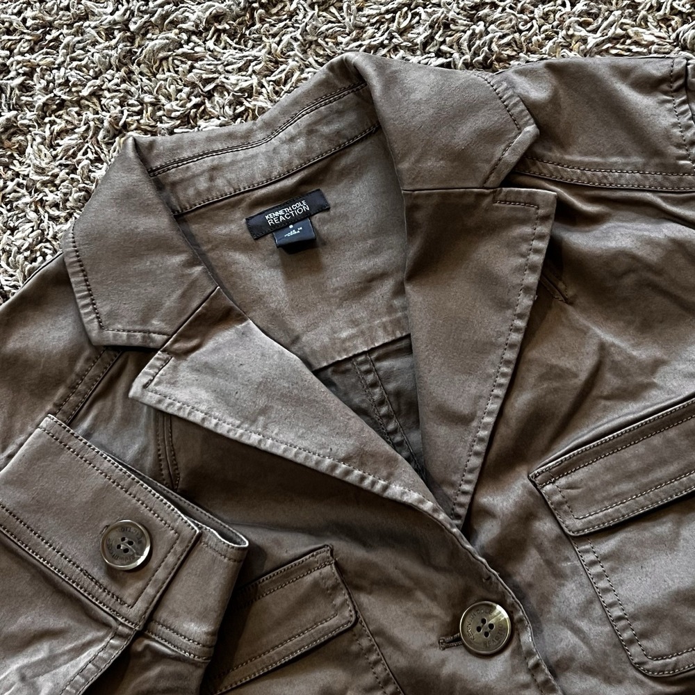 Kenneth Cole Reaction Women's Cropped Utility-style Jacket Cotton- Twill Sz 8‎
